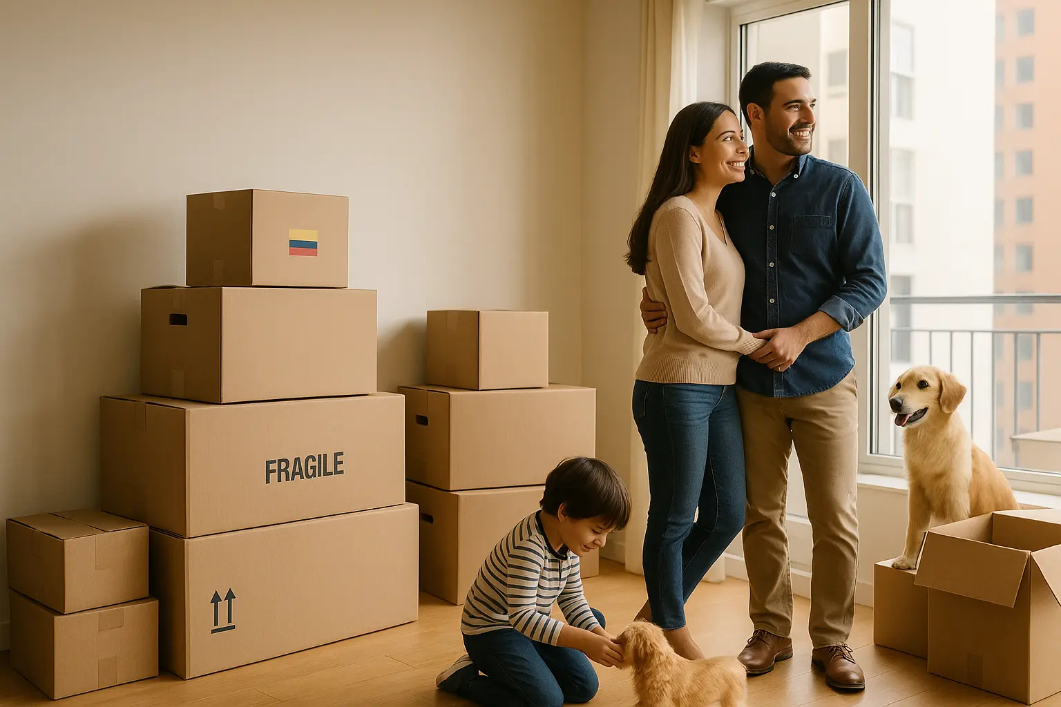 Familia planificando una mudanza internacional
